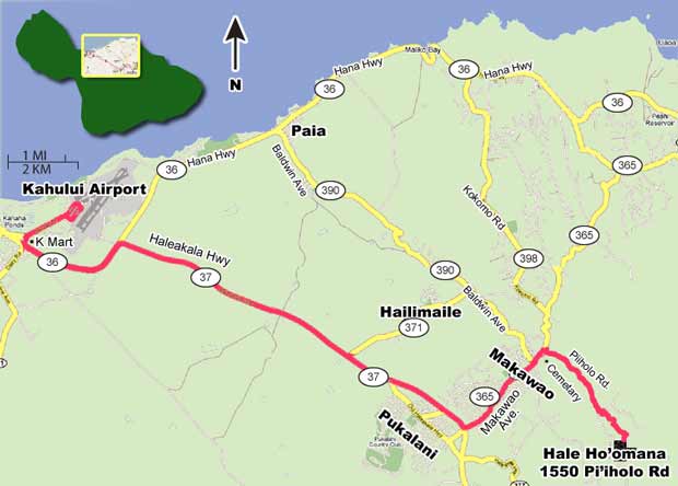 Ho'omana Spa Maui Driving Map